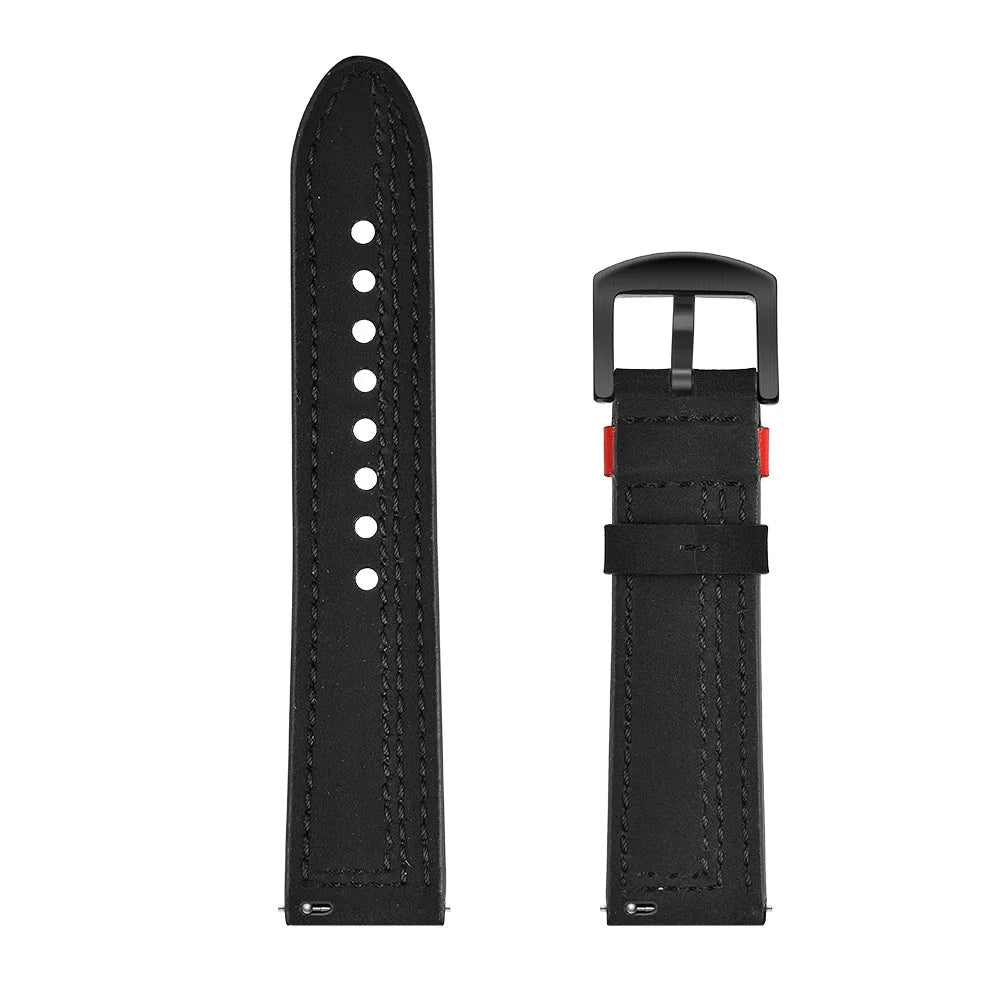 22mm Genuine Leather Smart Watch Strap Replacement with Stitching Decor for Huawei Watch GT1 / 2 / Watch Magic - Black - 1