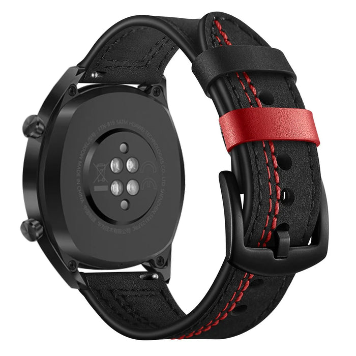 22mm Genuine Leather Smart Watch Strap Replacement with Stitching Decor for Huawei Watch GT1 / 2 / Watch Magic - Black - 2