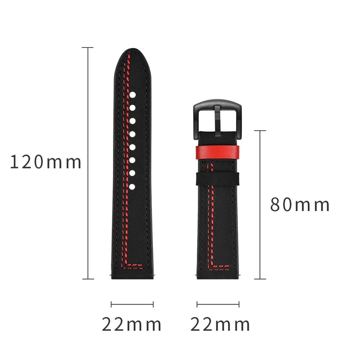 22mm Genuine Leather Smart Watch Strap Replacement with Stitching Decor for Huawei Watch GT1 / 2 / Watch Magic - Black - 3
