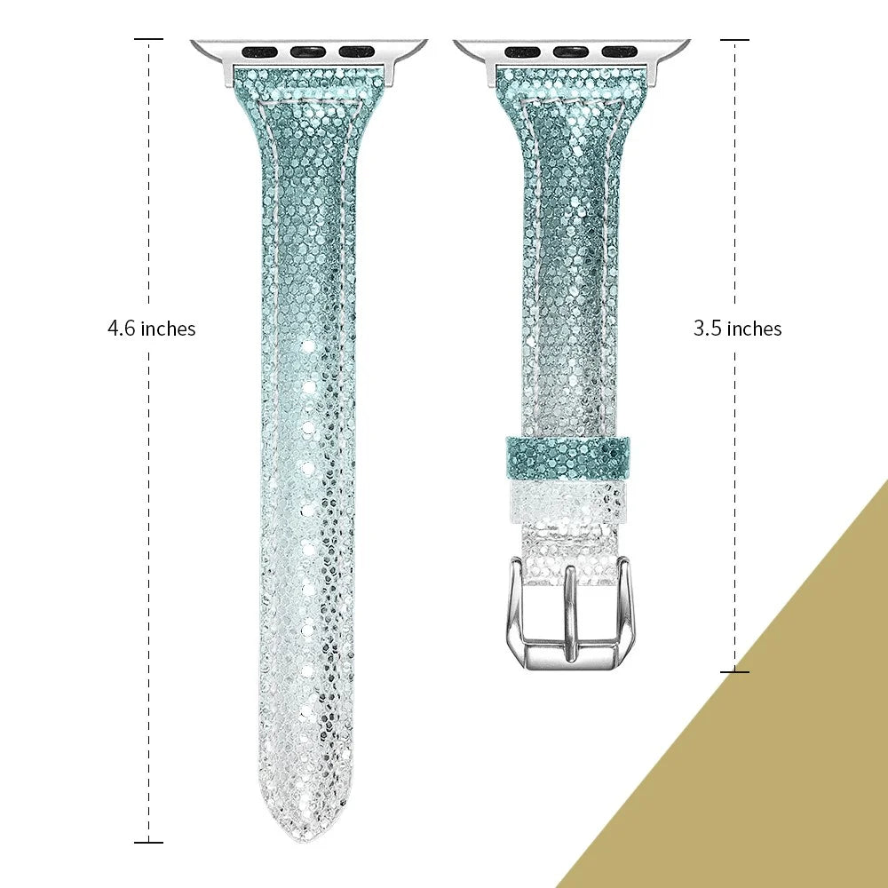 Bling Design Smart Watch Strap Replacement for Apple Watch Ultra 3 2 1 49mm / Series 11 10 46mm / 9 8 7 45mm / SE3 SE2 SE 6 5 4 44mm / 3 2 1 42mm - Green - 3