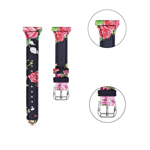 18mm Flower Pattern Genuine Leather Coated Smart Watch Replacement Band for Xiaomi Mi Watch - Style A - 1