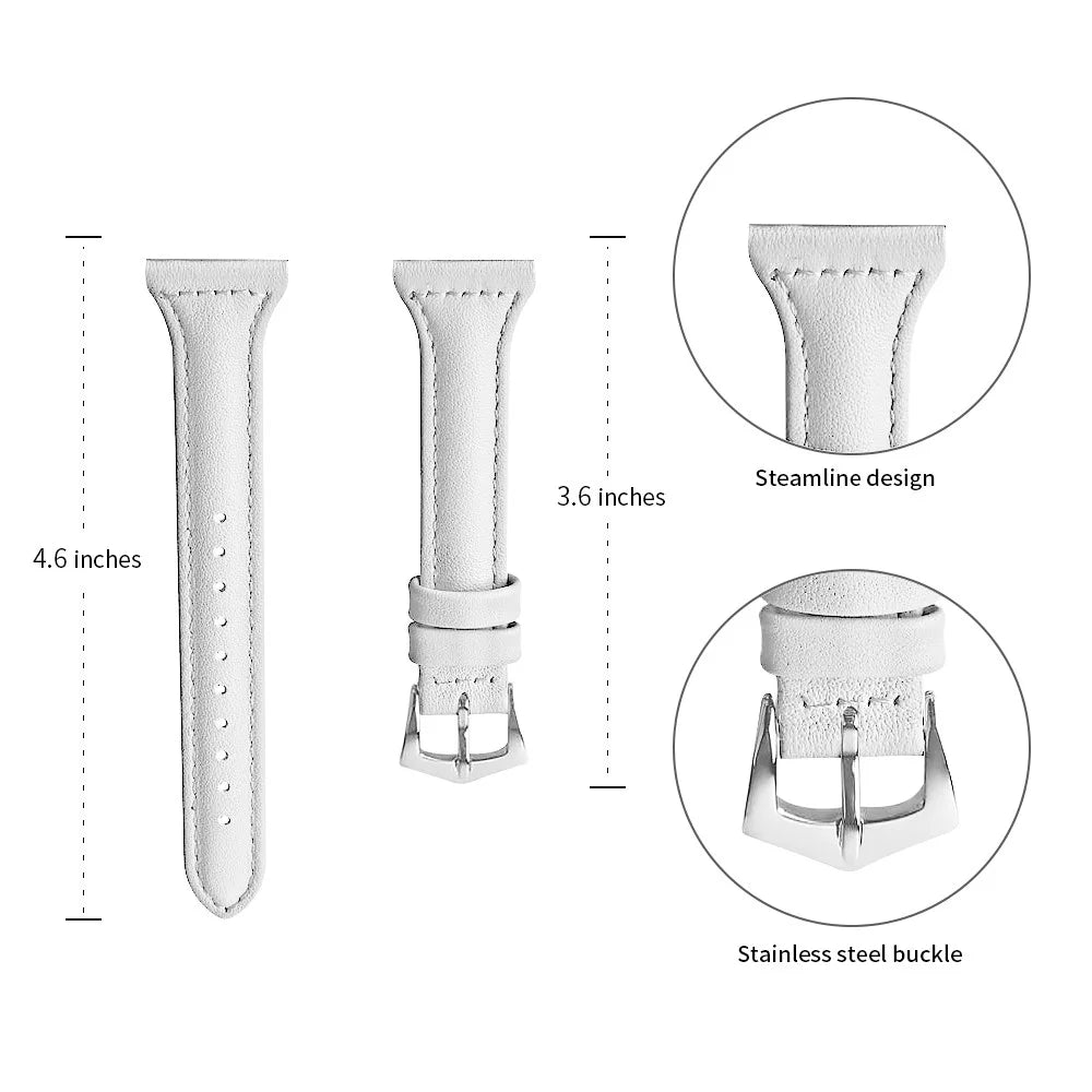 For Xiaomi Mi Watch Armband 18mm Genuine Leather Watch Strap - White - 2