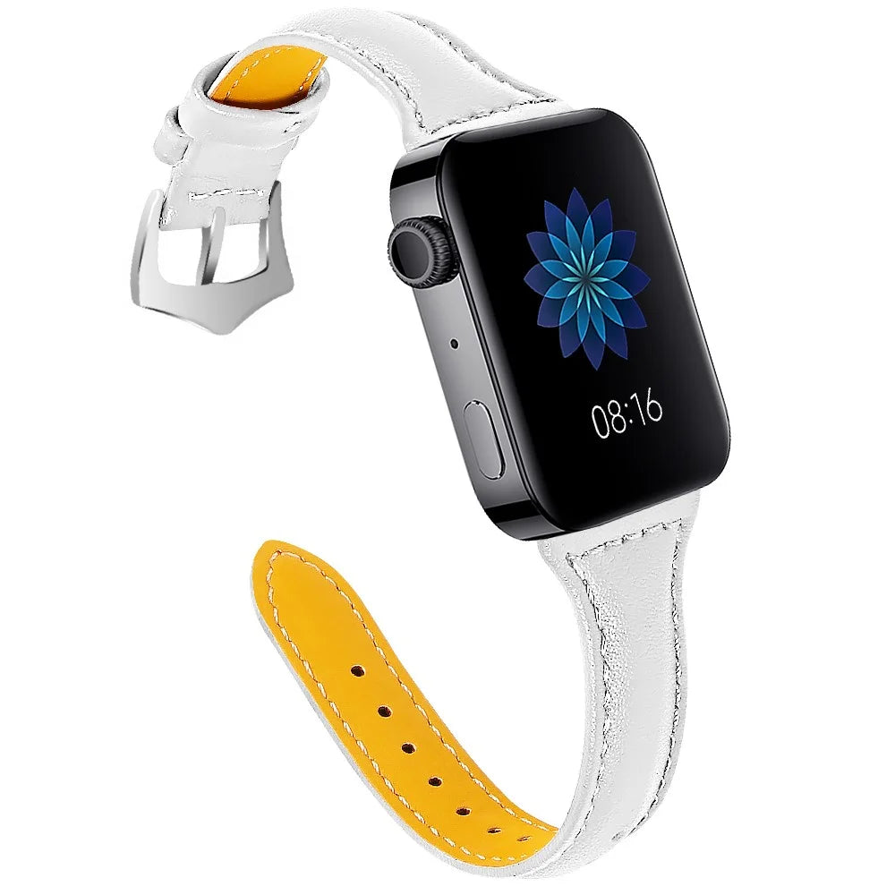 For Xiaomi Mi Watch Armband 18mm Genuine Leather Watch Strap - White - 6