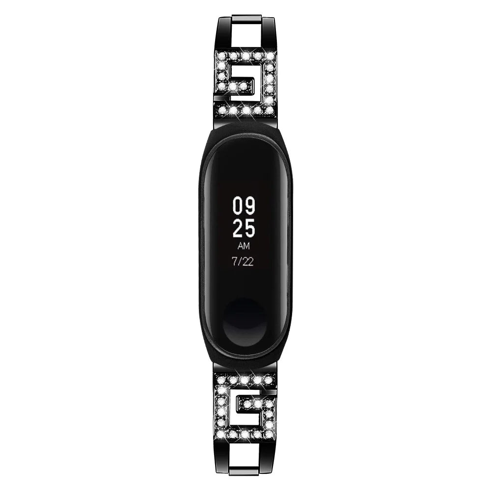 Rhinestone Decor Stainless Steel Smart Bracelet Band for Xiaomi Mi Band 3/Band 4 - Black - 2