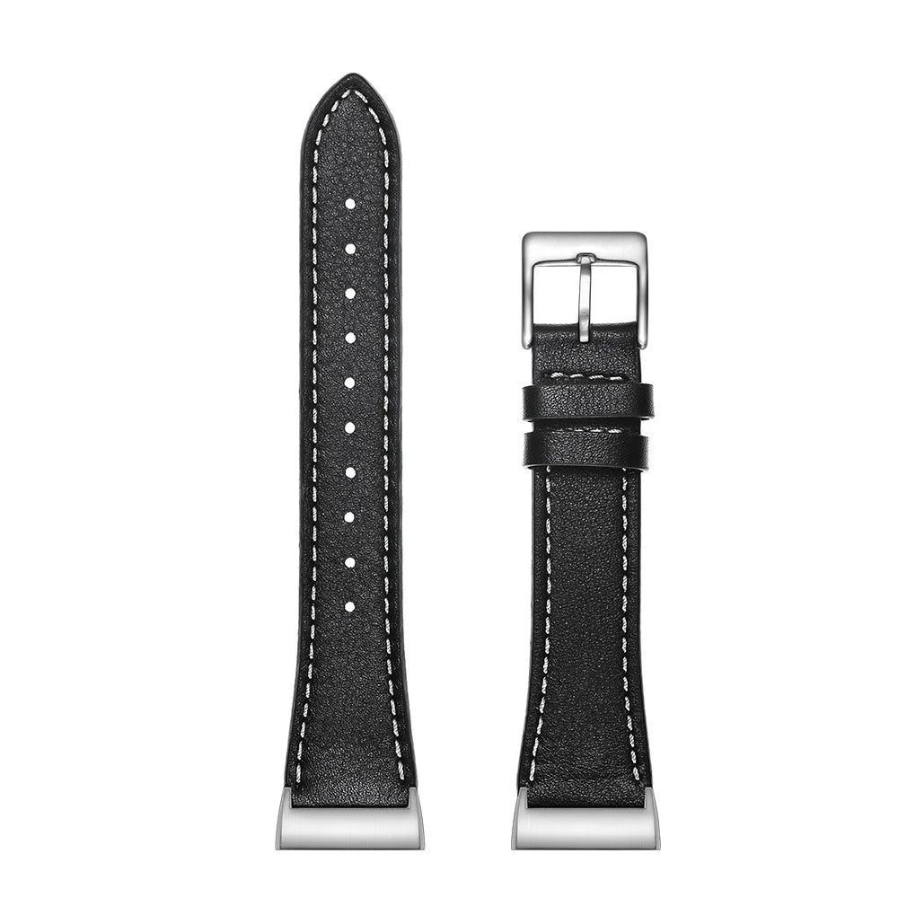 Pointed Tail Design Genuine Leather Replacement Smart Watch Band Wrist Strap for Fitbit Charge 4 / 3 - Black - 3