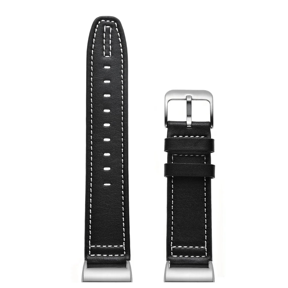 Genuine Leather Coated Smart Watch Band Strap for Fitbit Charge 4 / 3 - Black - 1