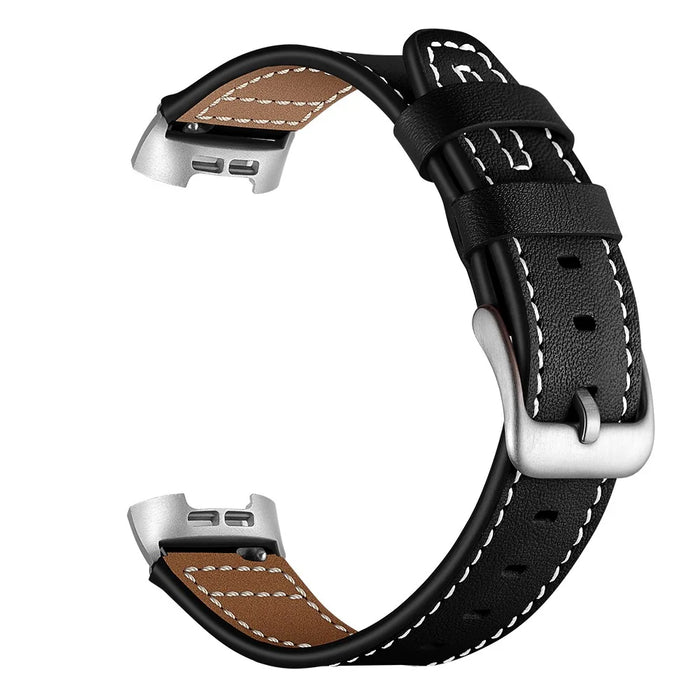 Genuine Leather Coated Smart Watch Band Strap for Fitbit Charge 4 / 3 - Black - 3