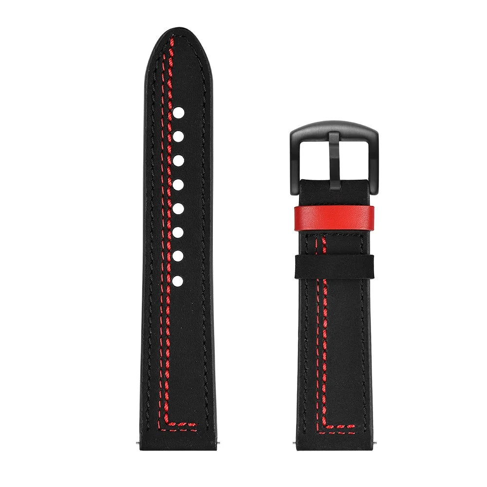20mm Stitching Design Genuine Leather Wrist Band Strap Replacement for Garmin Vivoactive3 / VivomoveHR - Black - 3