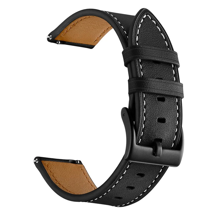 20mm Smart Watch Replacement Strap for Samsung Galaxy Watch4 Classic / Galaxy Watch4 / Galaxy Watch Active1 / Active2 Genuine Cow Leather Band - Black - 2