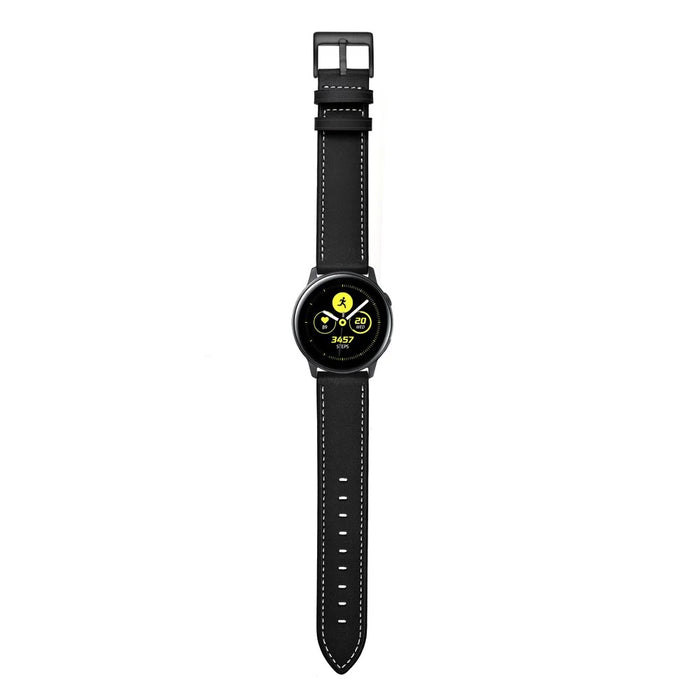 20mm Smart Watch Replacement Strap for Samsung Galaxy Watch4 Classic / Galaxy Watch4 / Galaxy Watch Active1 / Active2 Genuine Cow Leather Band - Black - 4