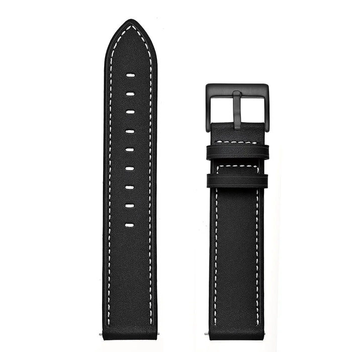 20mm Smart Watch Replacement Strap for Samsung Galaxy Watch4 Classic / Galaxy Watch4 / Galaxy Watch Active1 / Active2 Genuine Cow Leather Band - Black - 6