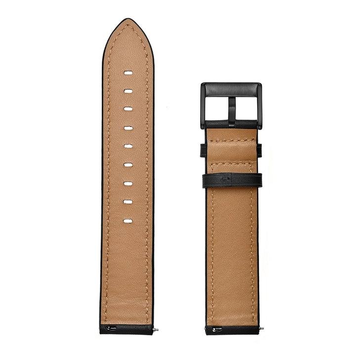 20mm Smart Watch Replacement Strap for Samsung Galaxy Watch4 Classic / Galaxy Watch4 / Galaxy Watch Active1 / Active2 Genuine Cow Leather Band - Black - 7