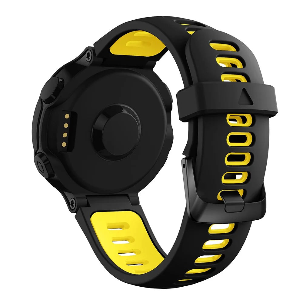 Silicone Watch Band Black Buckle with Connecting Rods for Garmin Forerunner 735XT 220 230 235 620 630 - Black / Yellow - 3
