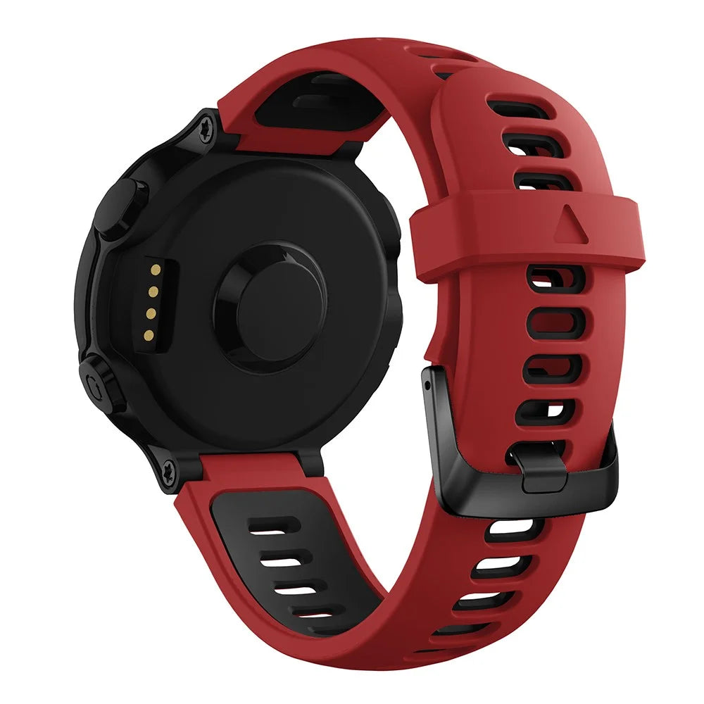 Silicone Watch Band for Garmin Forerunner 735XT 220 230 235 620 630, Dual Color Wrist Strap with Black Buckle - Red / Black - 1