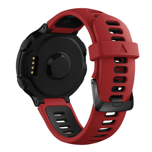 Silicone Watch Band for Garmin Forerunner 735XT 220 230 235 620 630, Dual Color Wrist Strap with Black Buckle - Red / Black - 1