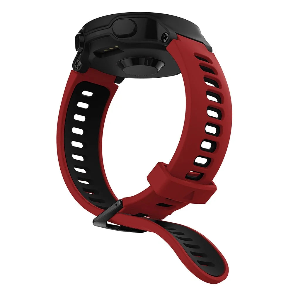 Silicone Watch Band for Garmin Forerunner 735XT 220 230 235 620 630, Dual Color Wrist Strap with Black Buckle - Red / Black - 4
