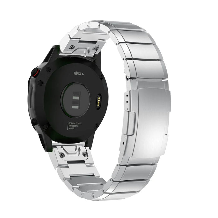 Stainless Steel Watch Band Wrist Strap for Garmin Fenix 6 - Silver - 3