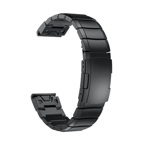 For Garmin Fenix 6 Stainless Steel Watch Band Wrist Strap Replacement with Butterfly Buckle - Black - 1