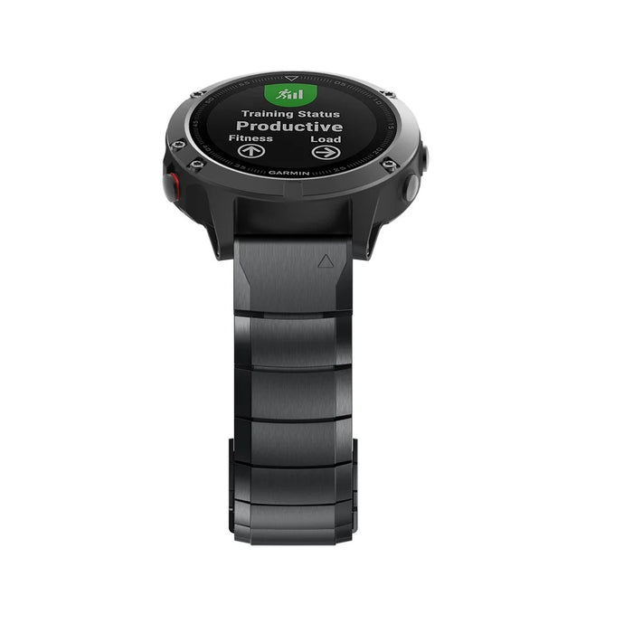 For Garmin Fenix 6X Stainless Steel Watch Band 1-Bead Replacement Wrist Strap - Black - 4
