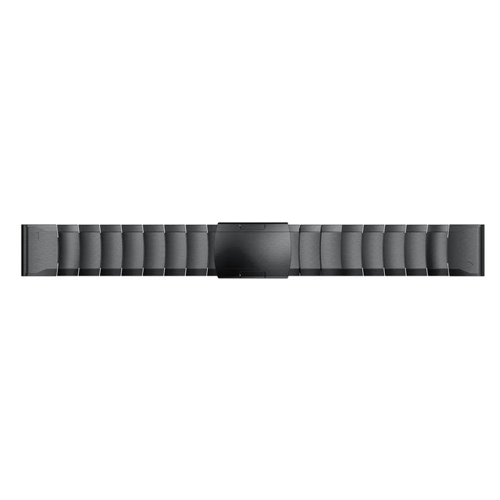 For Garmin Fenix 6X Stainless Steel Watch Band 1-Bead Replacement Wrist Strap - Black - 5