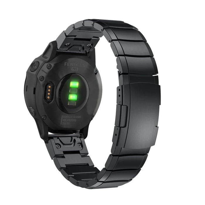 For Garmin Fenix 6S Stainless Steel Watch Band Replacement Wrist Strap with Butterfly Buckle - Black - 2