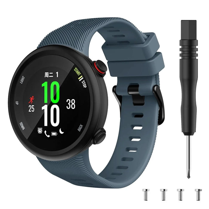 Silicone Watch Band Strap Black Buckle for Garmin Forerunner 45 - Titanium Grey - 2