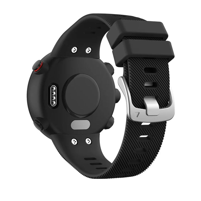 Silicone Watchband Strap Silver Buckle for Garmin Forerunner 45 - Black - 2