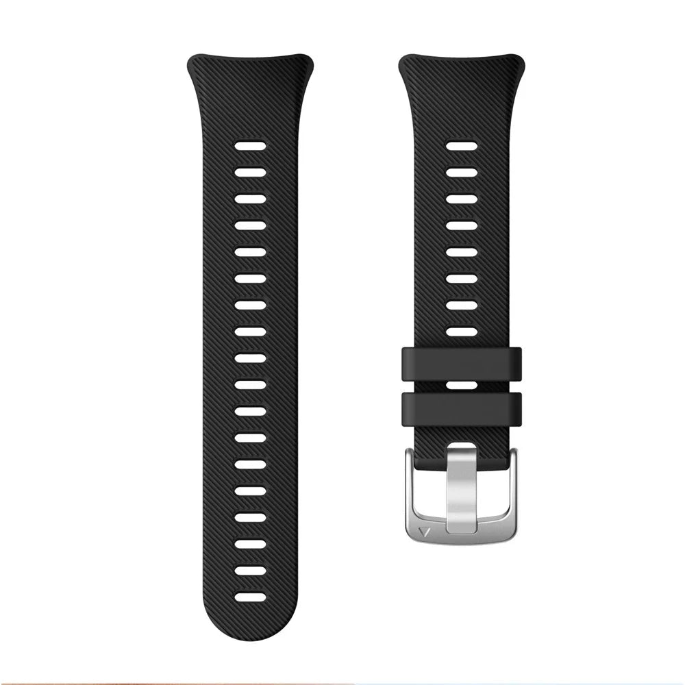 Silicone Watch Band Silver Buckle for Garmin Forerunner 45S - Black - 4