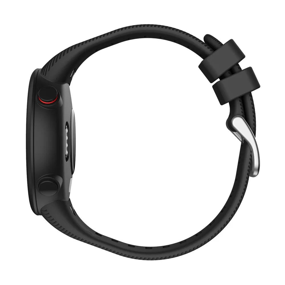 Silicone Watch Band Silver Buckle for Garmin Forerunner 45S - Black - 5