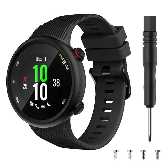 Silicone Wrist Strap with Black Buckle for Garmin Forerunner 45S - Black - 3