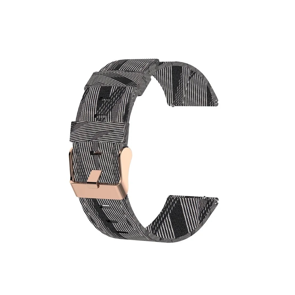 Nylon Braided Watch Band for Fitbit Versa 2/Versa Lite/Versa Blaze, Adjustable Wrist Strap Replacement - Black Stripe - 1