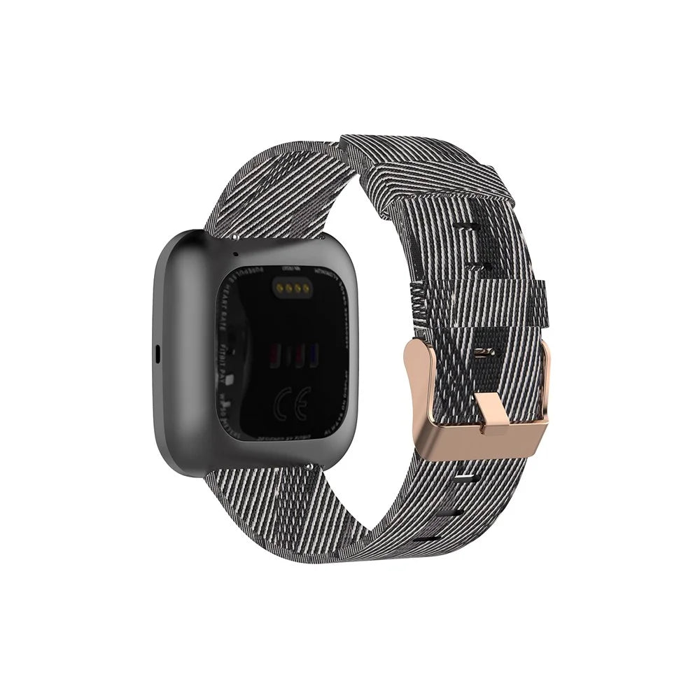 Nylon Braided Watch Band for Fitbit Versa 2/Versa Lite/Versa Blaze, Adjustable Wrist Strap Replacement - Black Stripe - 3