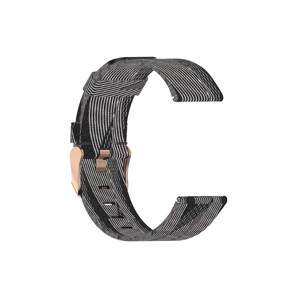 Nylon Braided Watch Band for Fitbit Versa 2/Versa Lite/Versa Blaze, Adjustable Wrist Strap Replacement - Black Stripe - 4