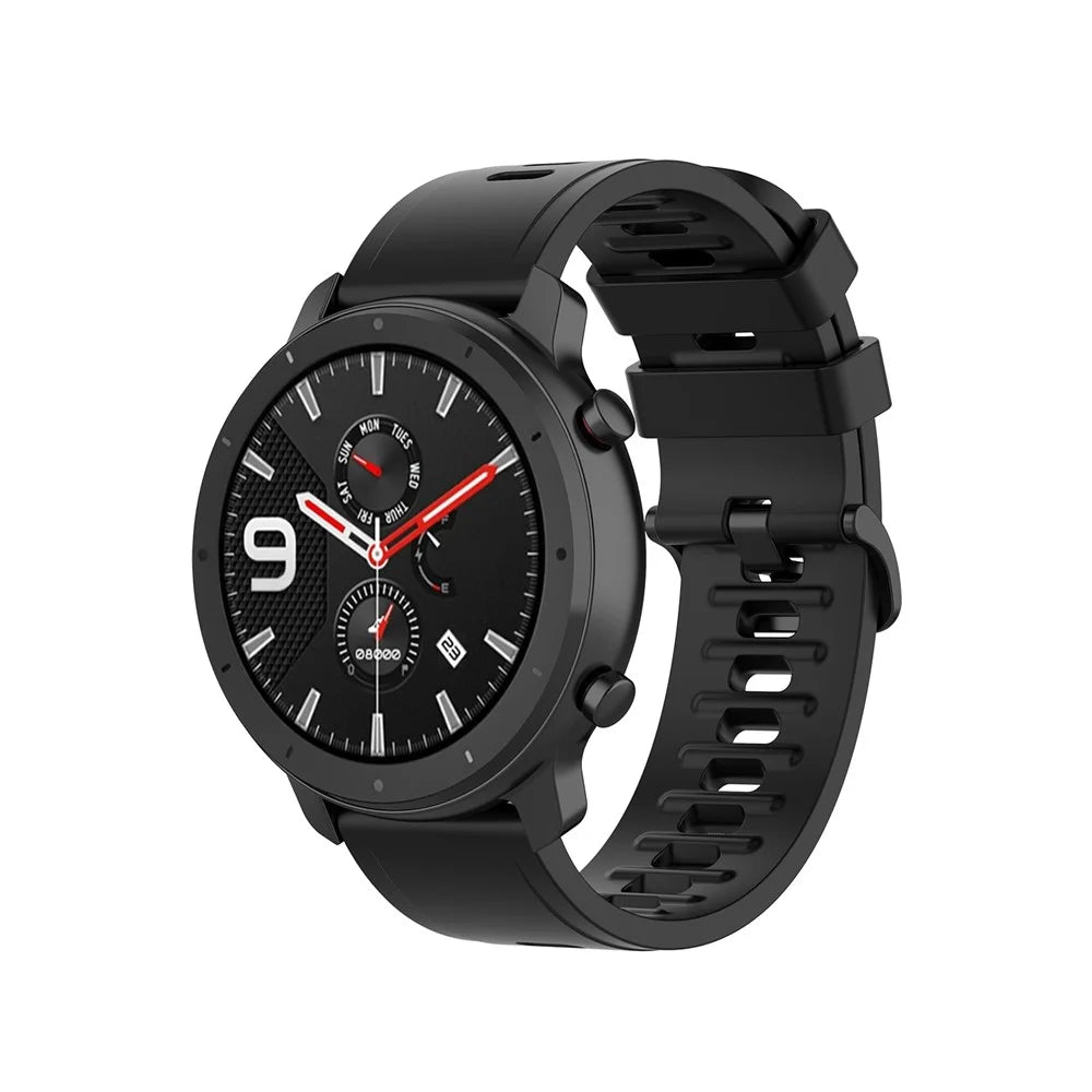 22mm Soft Watch Silicone Replacement Strap 22mm for Huami Amazfit GTR 47mm/Amazfit Pace - Black - 4