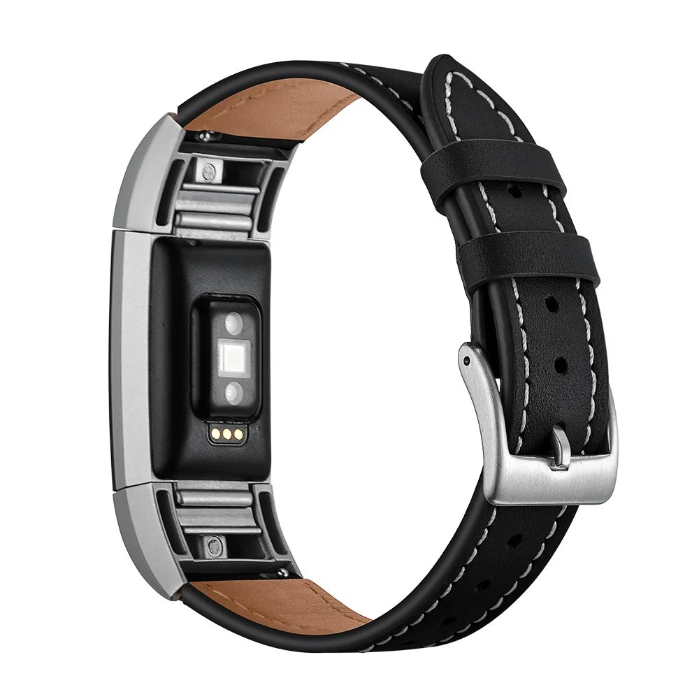 Genuine Leather Coated Smart Watch Band for Fitbit Charge 2 - Black - 5