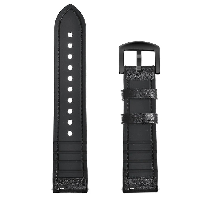 22mm Genuine Leather Coated Silicone Wrist Strap for Huami Amazfit GTR 47mm - Black - 2