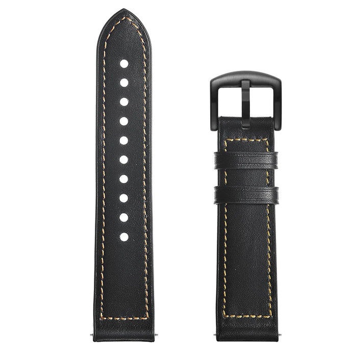 22mm Genuine Leather Coated Silicone Wrist Strap for Huami Amazfit GTR 47mm - Black - 3