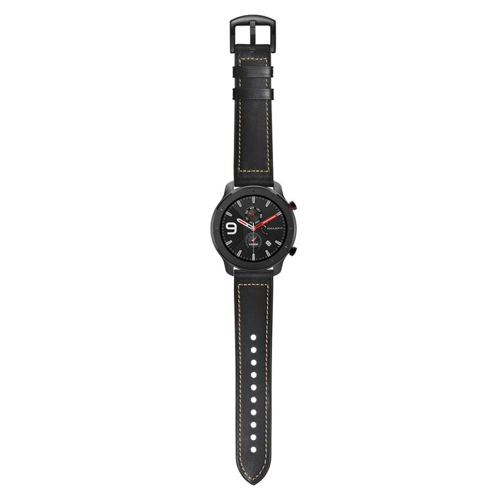 22mm Genuine Leather Coated Silicone Wrist Strap for Huami Amazfit GTR 47mm - Black - 6