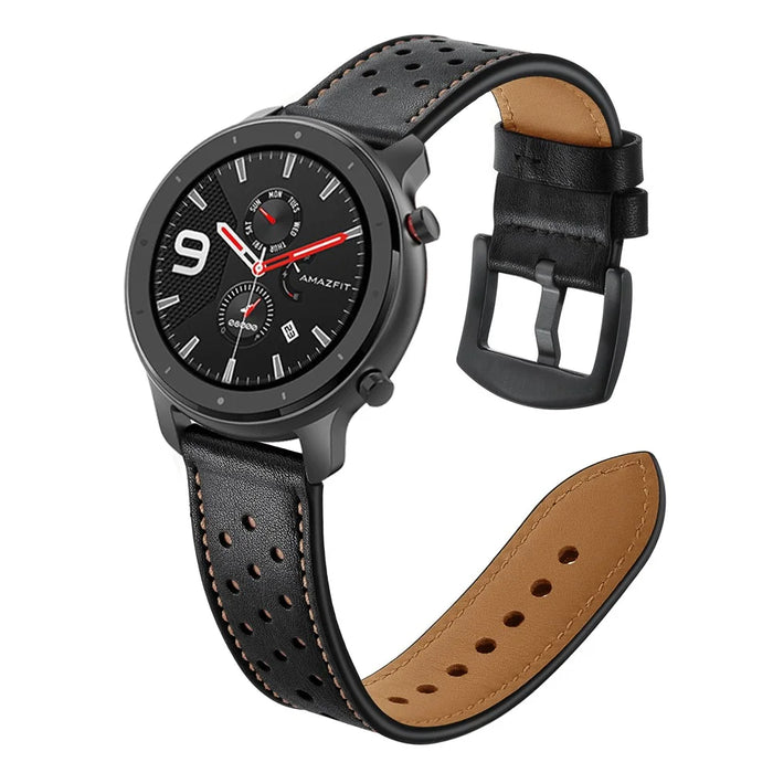 20mm Genuine Leather Coated Watch Strap for Huami Amazfit GTR 42mm - Black - 5