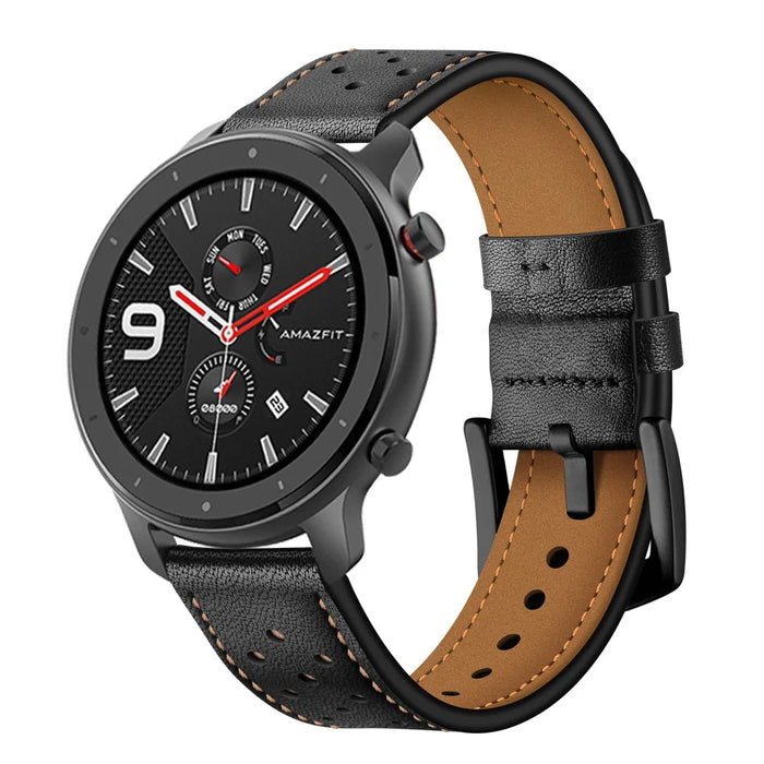 20mm Genuine Leather Coated Watch Strap for Huami Amazfit GTR 42mm - Black - 6