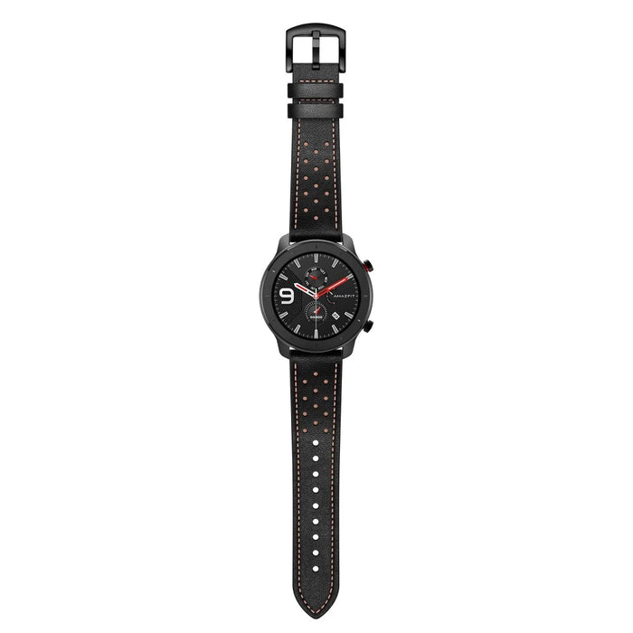 22mm Stitching Decor Top-layer Genuine Leather Smart Watch Band Replacement for Huami Amazfit GTR 47mm - Black - 5