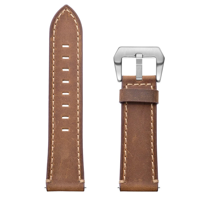 Genuine Leather Smart Watch Band for Huami Amazfit Watch 2/1 22mm- Brown - 5