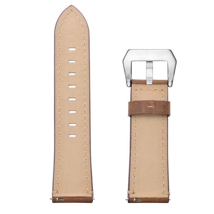 Genuine Leather Smart Watch Band for Huami Amazfit Watch 2/1 22mm- Brown - 6
