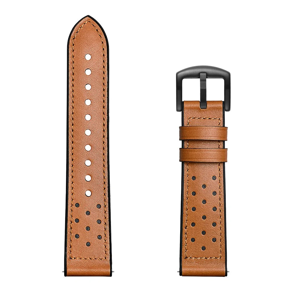 For Huami Amazfit Watch 2 with Holes Silicone Surface Cowhide Genuine Leather Smart Watch Band - Brown - 6