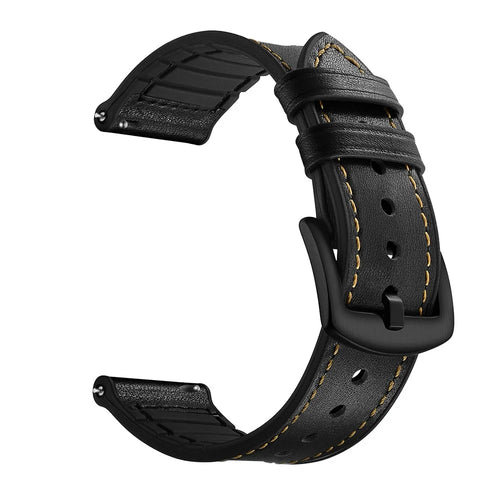 20mm Genuine Leather Coated Silicone Smart Watch Strap for Huawei Watch GT2 42mm - Black - 1