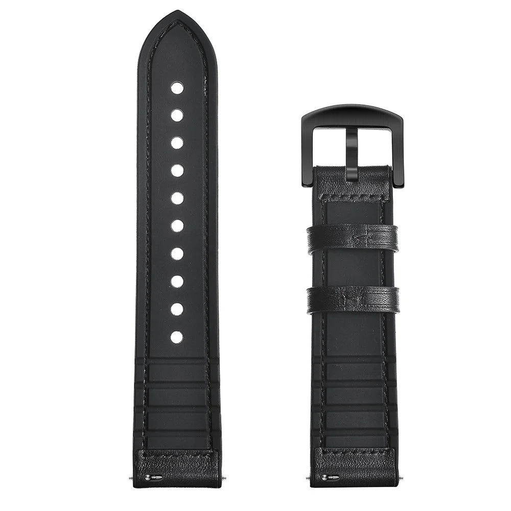 20mm Genuine Leather Coated Silicone Smart Watch Strap for Huawei Watch GT2 42mm - Black - 5