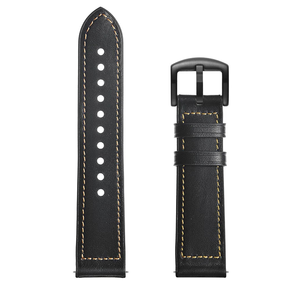 20mm Genuine Leather Coated Silicone Smart Watch Strap for Huawei Watch GT2 42mm - Black - 6