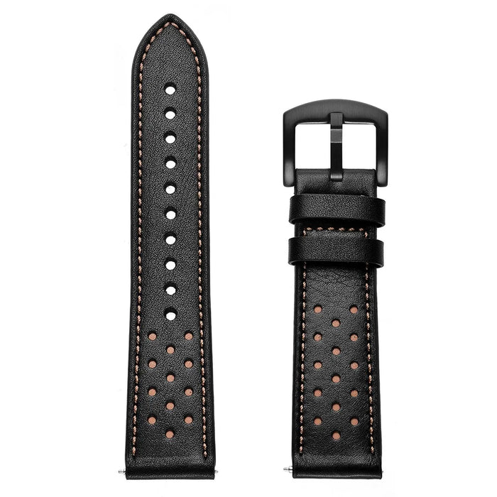 Holes Design Genuine Leather Strap Replacement Watch Band 22mm for Huawei Watch GT 2 46mm - Black - 7
