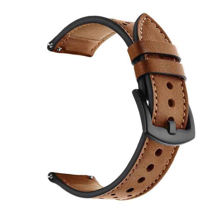 20mm Genuine Leather with Holes Watch Band for Amazfit Bip GTS - Brown - 1