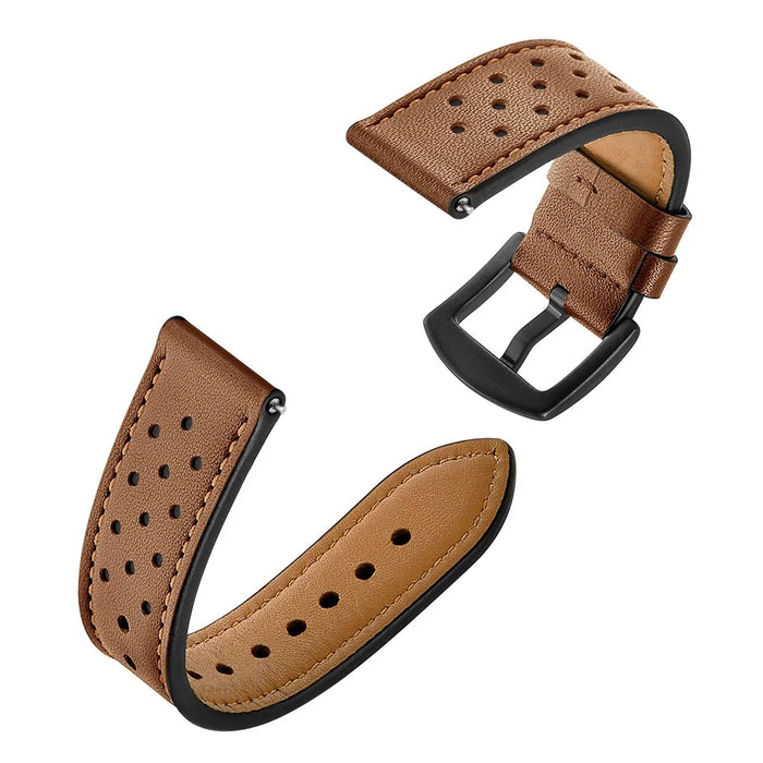 20mm Genuine Leather with Holes Watch Band for Amazfit Bip GTS - Brown - 2